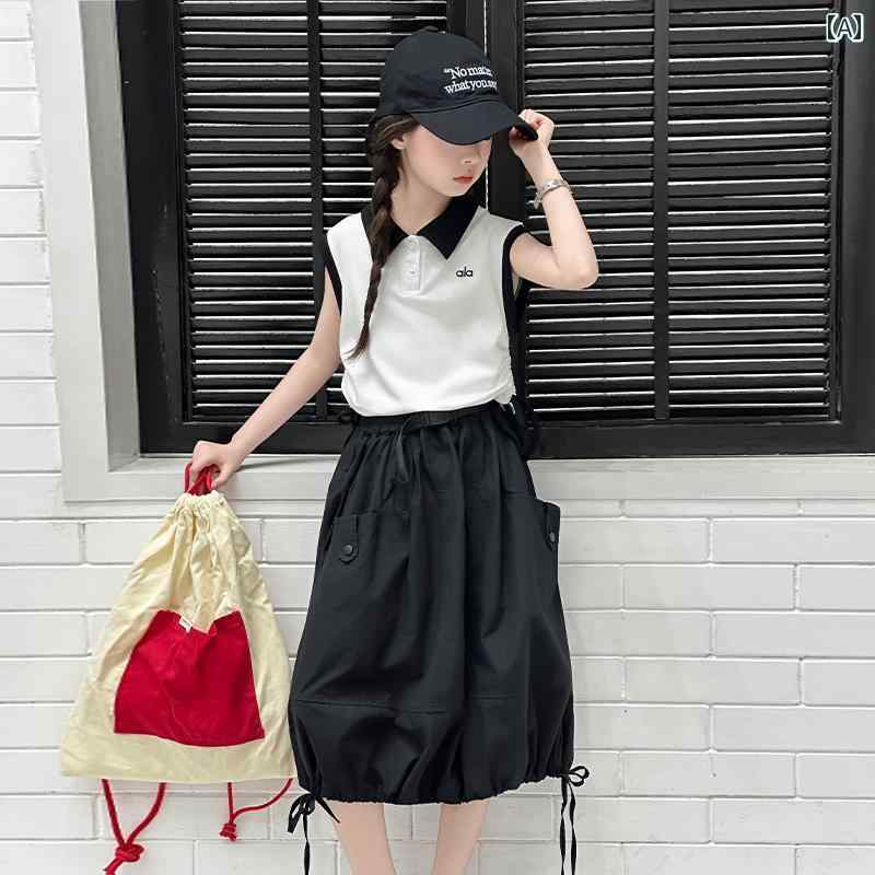 楽天ラ・グラーヌ女の子 セット スカート 夏 子供用 ポロシャツ サマースタイル ガール キッズ 作業着スタイル デザイン ツーピース