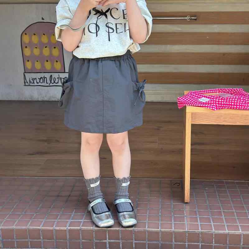 キッズ 女の子 夏 子供用 キュロット スカート リボン ポケット付き シンプル カジュアル おしゃれ 万能 ボトムス