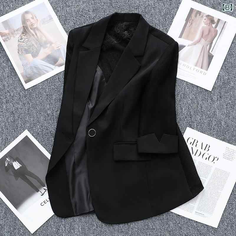 メッシュ ジャケット レディース 夏 薄手 韓国 カジュアル スリム 女性 通勤 七分袖 シンプル 上品