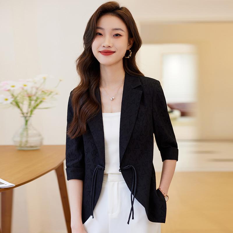 テーラード ジャケット ブレザー レディース 夏 薄手 七分袖 ファッション カジュアル 白 黒 ジャケット 大きいサイズ スーツ襟 通勤 ..