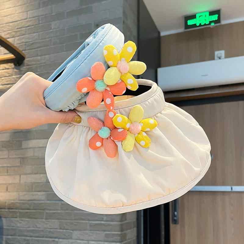 サンバイザー 子供用 帽子 女の子 トップシェル 帽子 ベビー 太陽 帽子 夏 つば広 親子 日焼け防止 太..