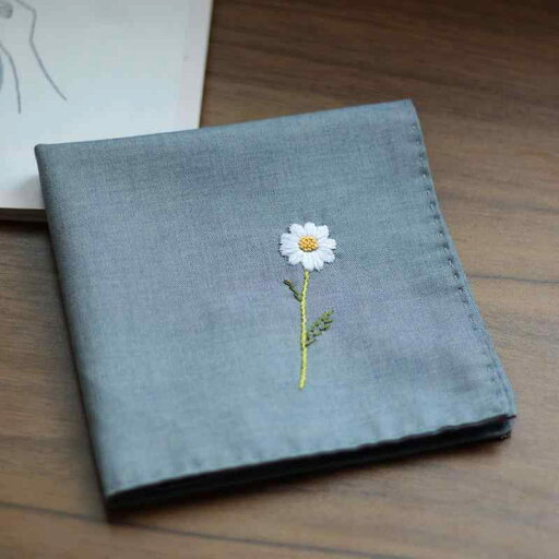ハンカチ おしゃれ シンプル 刺繍 さわやか デイジー リネン コットン フラワーモチーフ かわいい プレゼント ステッチ 雑貨 ハンカチ おしゃれ シンプル 刺繍 さわやか デイジー リネン コットン フラワーモチーフ かわいい プレゼント ステッチ 雑貨