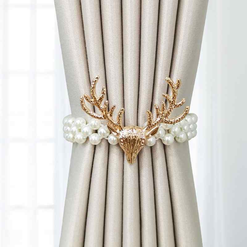 カーテンストラップ インテリア 留め具 ホーム 雑貨 モダン ライト ハイエンド ペア 北欧 伸縮性 タイ バックル ギャザー ロープ パール ストラップ