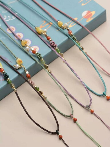 ペンダントストラップ ネックストラップ お守り用 ネックレス ペンダントなし ビーズ 紐 アクセサリー ファッション エスニック 民族 ユニセックス ペンダントストラップ ネックストラップ お守り用 ネックレス ペンダントなし ビーズ 紐 アクセサリー ファッション エスニック 民族 ユニセックス