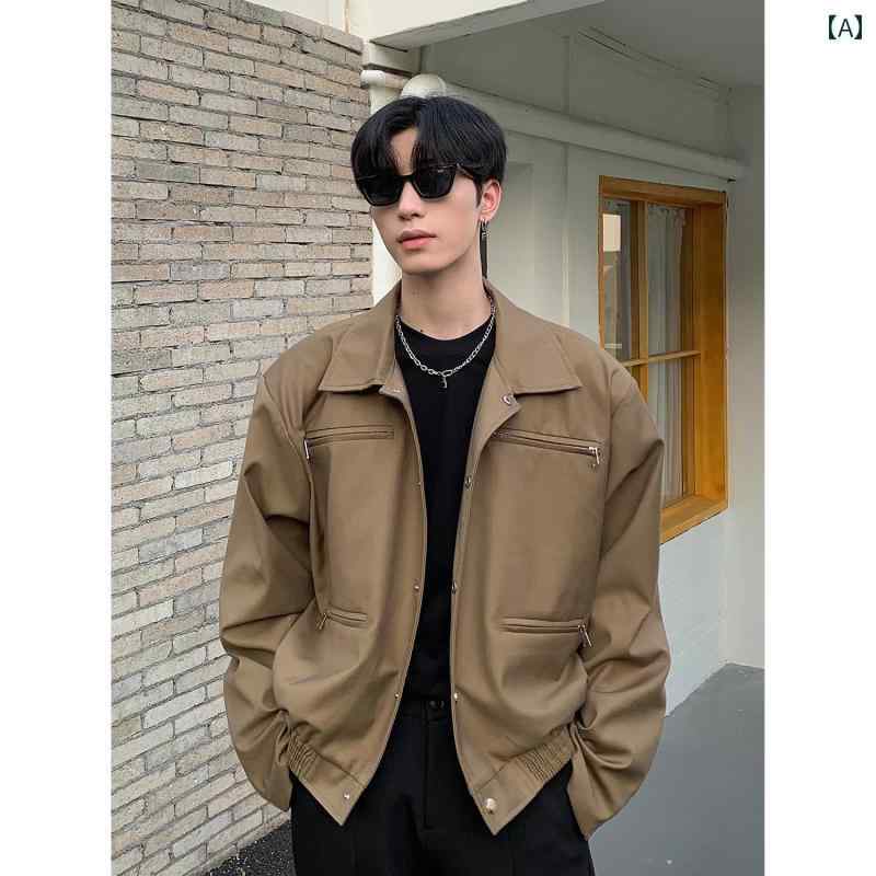 アメリカン メタルジッパー ハイエンド ショートジャケット メンズ 春秋 韓国 ジャケット スタイリッシュ ストリート トレンドセッター モード