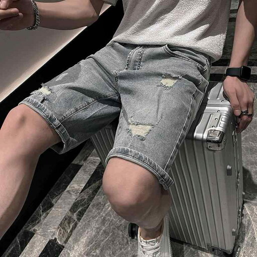 メンズ ダメージ加工 ジーンズ ハーフパンツ 夏 薄手 スリムフィット シンプル カジュアル 快適 おしゃれ メンズ ダメージ加工 ジーンズ ハーフパンツ 夏 薄手 スリムフィット シンプル カジュアル 快適 おしゃれ