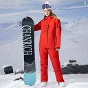 女性用 スキー スーツ セットアップ シンプル スノーウェア レジャー ポケット フード付き 防寒 登山 アウトドア 防水 男女兼用
