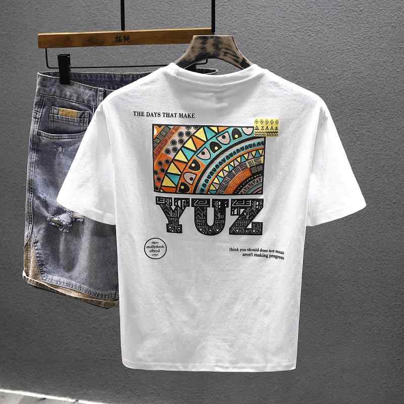 Tシャツ トップス 半袖 メンズ おしゃれ ファッション カジュアル アメリカン 通気性 ゆったり プリント コットン ストリート 大きいサイズ デイリー 快適