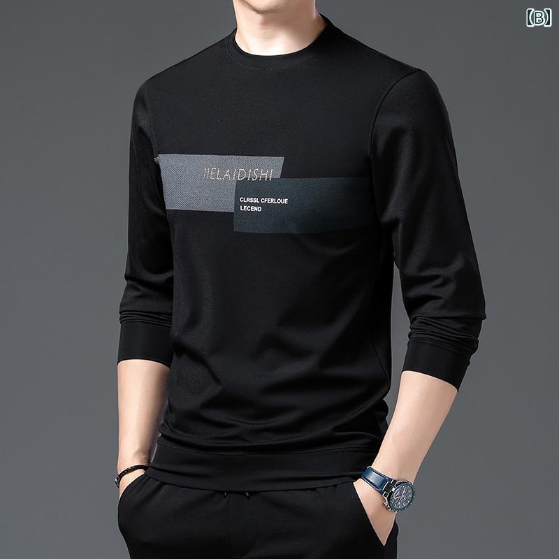 長袖 トップス スウェットシャツ メンズ カジュアル お父さん 普段着 レジャー ラウンドネック 綿 春秋 薄手 ファッション プルオーバー シルケット コットン 大きいサイズ