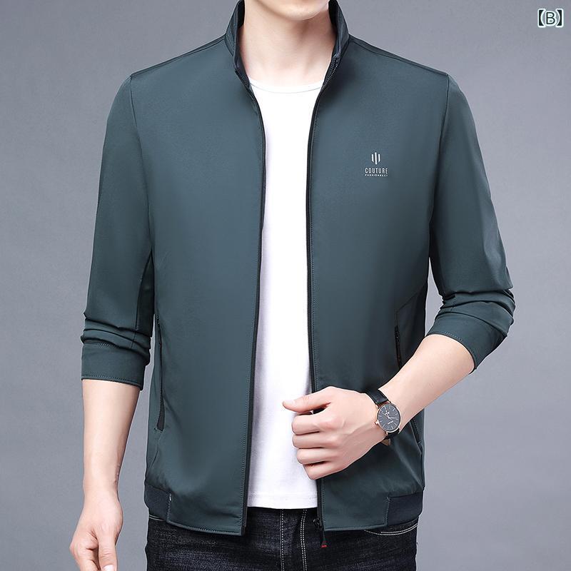 メンズ 紳士服 ジャケット アウター 羽織り カジュアル モダン クール シンプル アクティブ 旅行 春秋 スタンドカラー 薄手