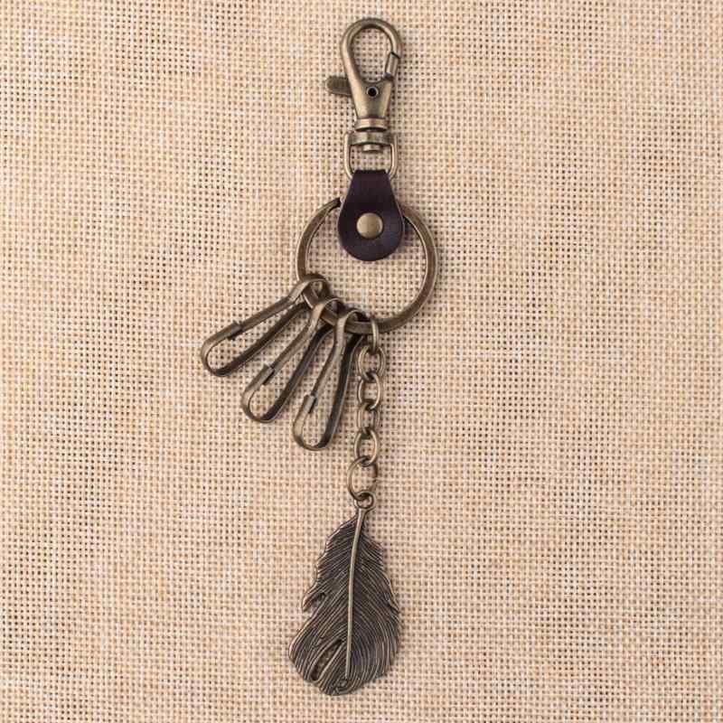 キーホルダー レトロ 個性的 ユニーク おしゃれ カジュアル 合金 羽根モチーフ キーリング 学生 バッグアクセサリー プレゼント ギフト シンプル