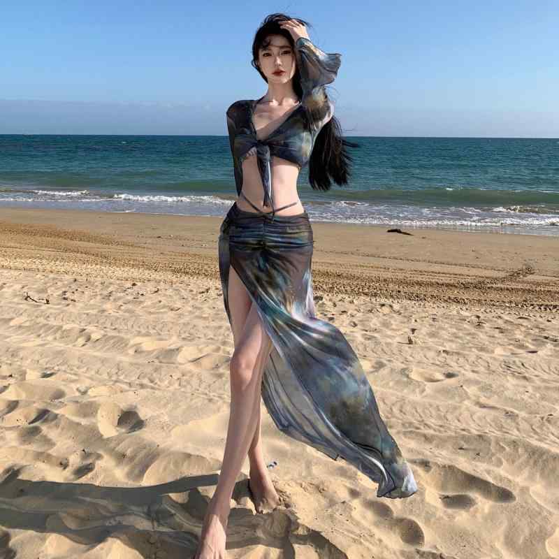 レディース ファッション 旅行 温泉 水着 スプリット セクシー スリム ビーチ ビキニ スカート スーツ スタイリッシュ ワンピース シンプル カラフル バカンス リゾート