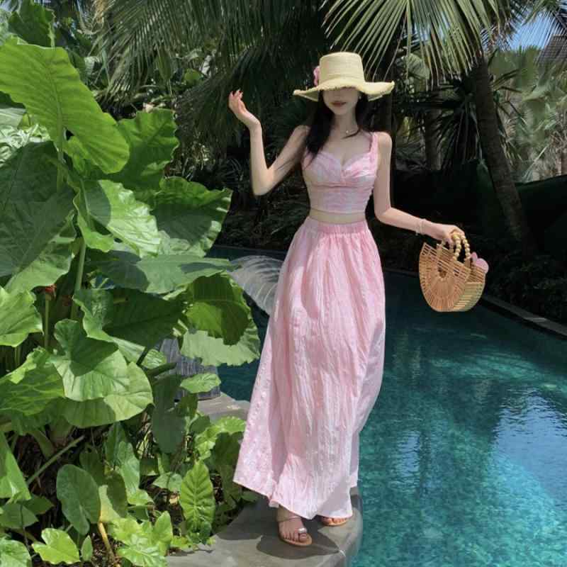 レディース ファッション ビーチ 旅行 蝶ネクタイ スーツ 優しい 女の子 ツーピース ホリデードレス かわいい フレッシュ リゾート エレガント フェミニン カジュアル サマー 柔らかい