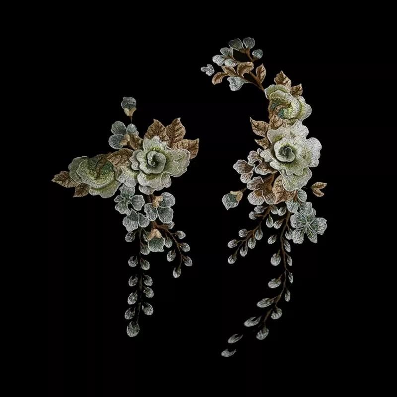 アップリケ 立体的 花柄 モチーフ ワッペン 刺繍 接着剤不要 軽量 エレガント 手芸 ハンドメイド 裁縫 リメイク 服飾小物 ファッション デザイン アクセサリー デコレーション 穴カバー