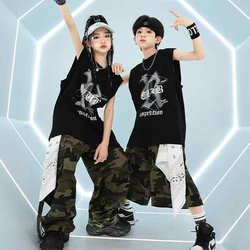 子供服 セットアップ ストリート ダンス ヒップホップ パフォーマンス イベント ステージ 衣装 カジュアル おしゃれ 小中学生