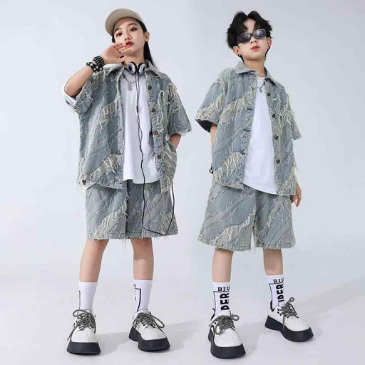 子供服 キッズ ヒップホップ デニムコーデ ストリート カジュアル ダンス パフォーマンス イベント ステージ 練習 衣装 子供服 キッズ ヒップホップ デニムコーデ ストリート カジュアル ダンス パフォーマンス イベント ステージ 練習 衣装