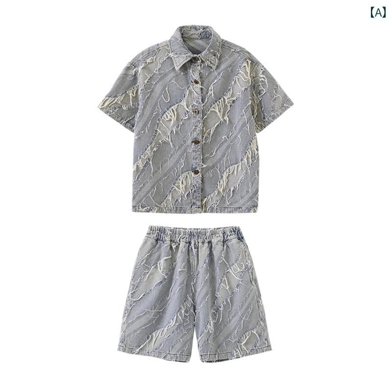 子供服 キッズ ヒップホップ デニムコーデ ストリート カジュアル ダンス パフォーマンス イベント ステージ 練習 衣装