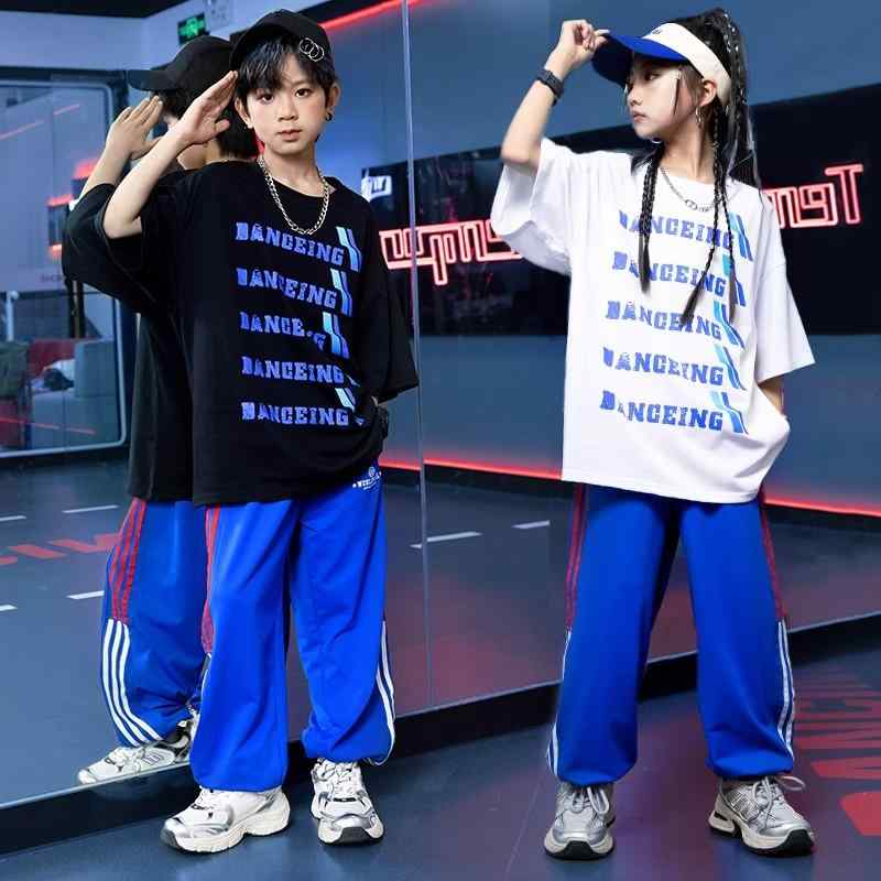 子供服 キッズ ストリート ダンス ヒップホップ パフォーマンス イベント ステージ 衣装 クール ブルー コーデ
