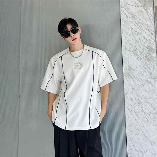 シャツ メンズ おしゃれ 夏 メタリック ホット プリント レター 半袖 Tシャツ 韓国 ハイエンド デ コンストラクト ラウンドネック シャツ メンズ おしゃれ 夏 メタリック ホット プリント レター 半袖 Tシャツ 韓国 ハイエンド デ コンストラクト ラウンドネック