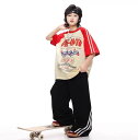 メンズ キッズ 子供服 ダンス 練習着 レトロ セット カジュアル ストリート ヒップホップ クール パフォーマンス 夏 ゆったり オーバーサイズ