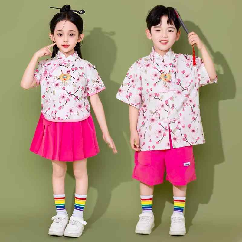 かわいい 子供服 チアリーディング パフォーマンス 衣装 チャイナ風 小学校 運動会 コーラス ダンス 体..