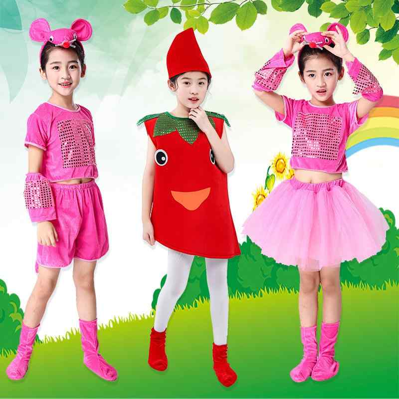 子供服 キッズ コスチューム マウス 唐辛子 ステージ パフォーマンス 衣装 ユニーク ユニセックス キャ..