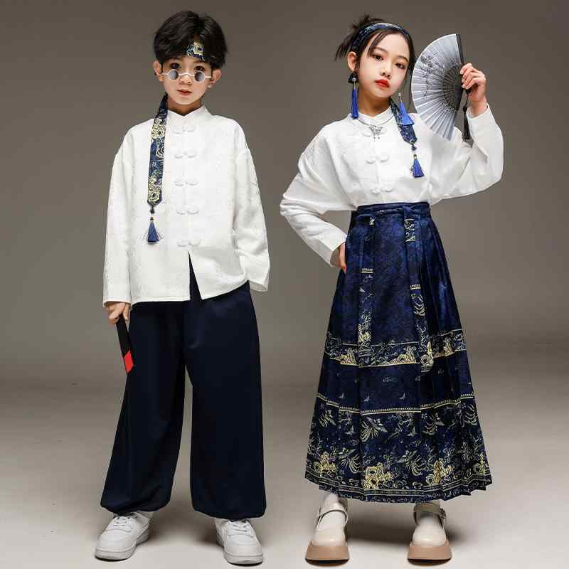 パフォーマンス 衣装 子供 チャイナ風 スカート ダンス 漢服 コーラス 朗読 武道 着物 動きやすい 華やか