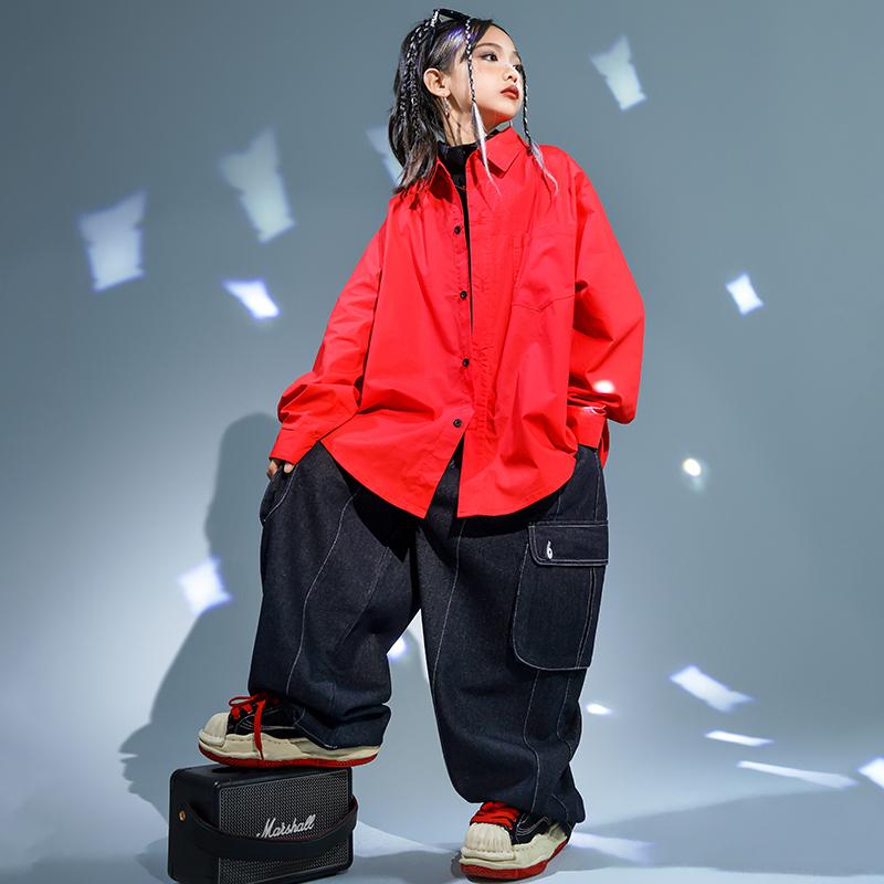 子供服 キッズ ダンス 衣装 デニム ジーンズ カジュアル ユニセックス ストリート ヒップホップ パフォーマンス スポーティー アクティブ
