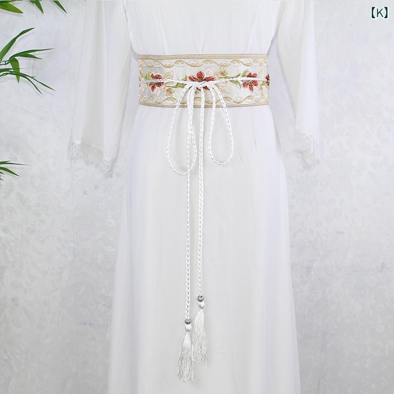 帯ベルト サッシュベルト レディース 布製 ジャカード ワイド 幅広 7～9センチ 色柄16タイプ エスニック 中華スタイル パターン模様 民族伝統 タッセル シングルループ ウエスト アクセサリー エレガント