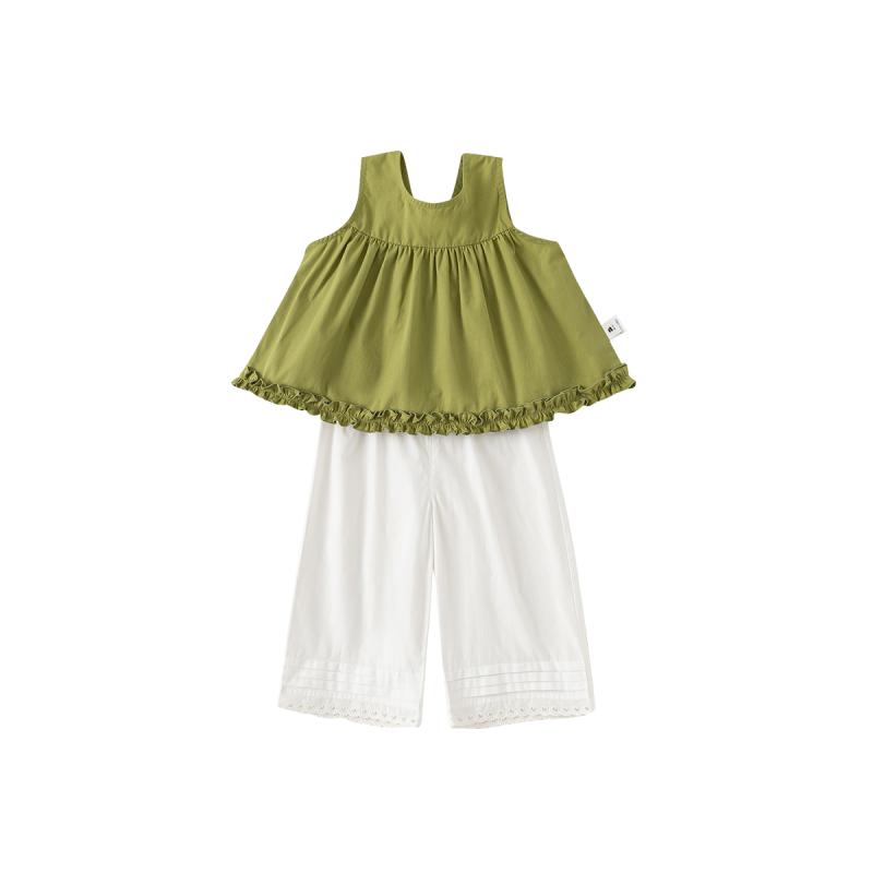 キッズファッション トップス シャツ タンクトップ ベスト ツーピース セット ロング パンツ ズボン キュロット レース かわいい カジュアル 普段着 子供 夏