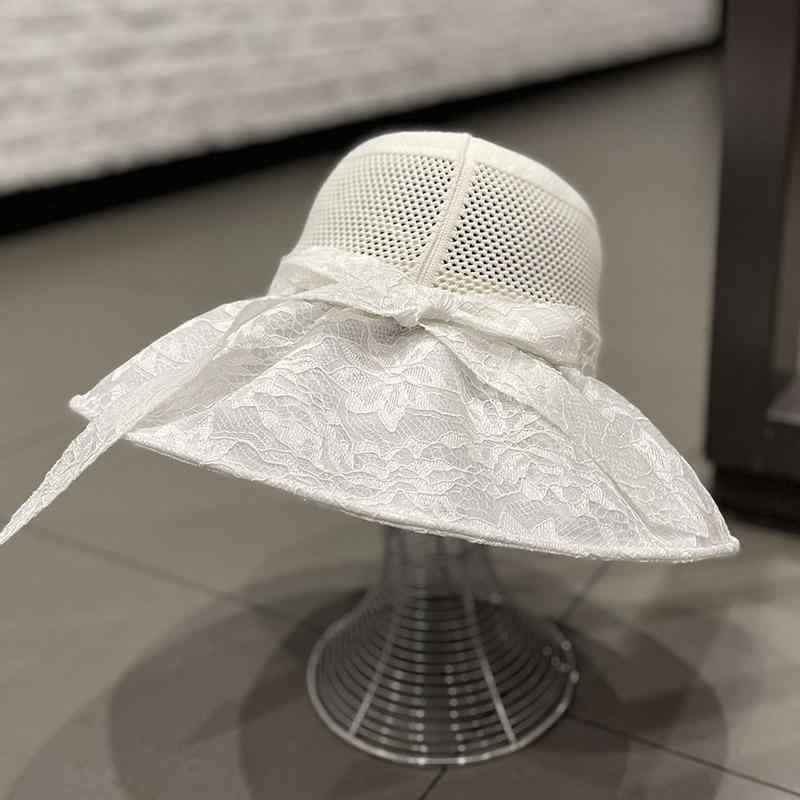 帽子 韓国 ニットレース 帽子 レディース 夏 日焼け防止 サンシェード バケットハット