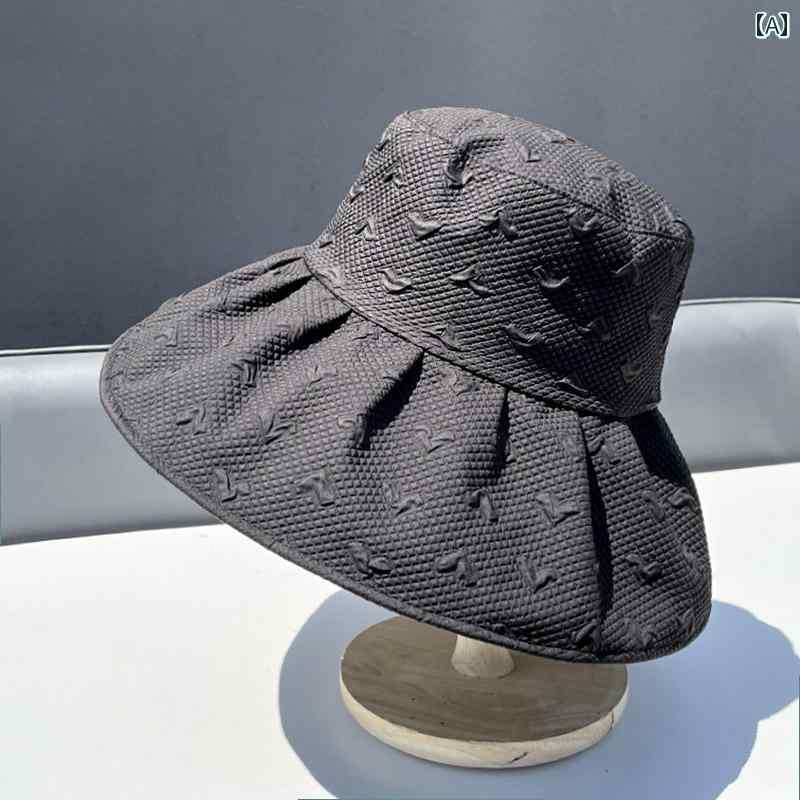 ビニール つば 広 プリーツ サンシェード フィッシャーマン ハット 女性用 夏 防紫外線 旅行 日焼け防止 バケット