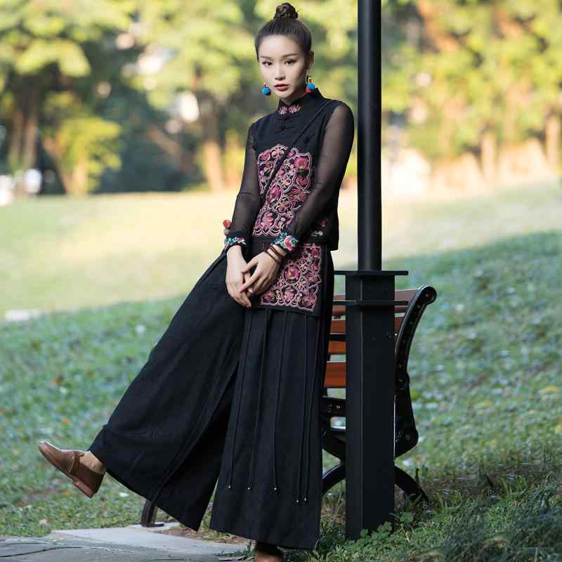 レディース ズボン パンツ ロング スーツ チャイナ スリム フィット 長い 中国風 レトロ 漢服 かわいい 婦人服 清楚 春夏秋 女性