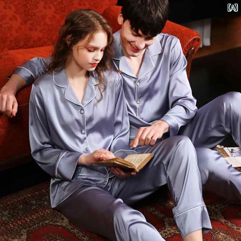 パジャマ ルームウェア カップル レディース 春秋 冷感 長袖 大きいサイズ メンズ 薄手 上品 シンプル ホームウェア スーツ