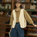 レディース トップス 春秋 ベスト ジレ チョッキ 大きめサイズ ノースリーブ カジュアル ジャケット コート カジュアル 日常生活 レジャー シャツ 長袖