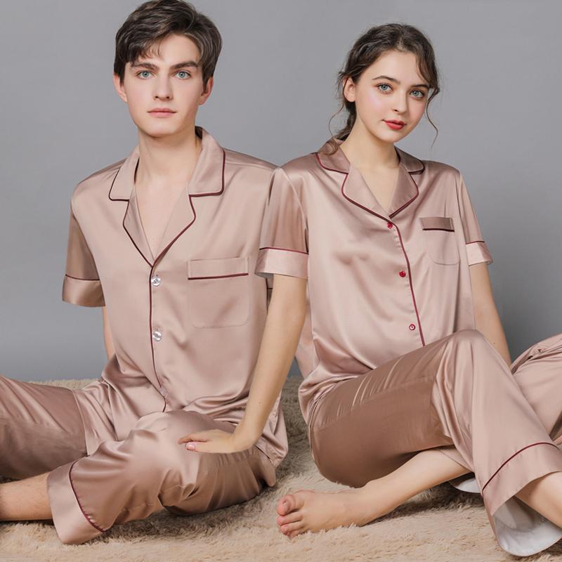 パジャマ ルームウェア カップル レディース 夏 半袖 ズボン 冷感 ラグジュアリー 大きいサイズ メンズ 薄手 上品 スーツ