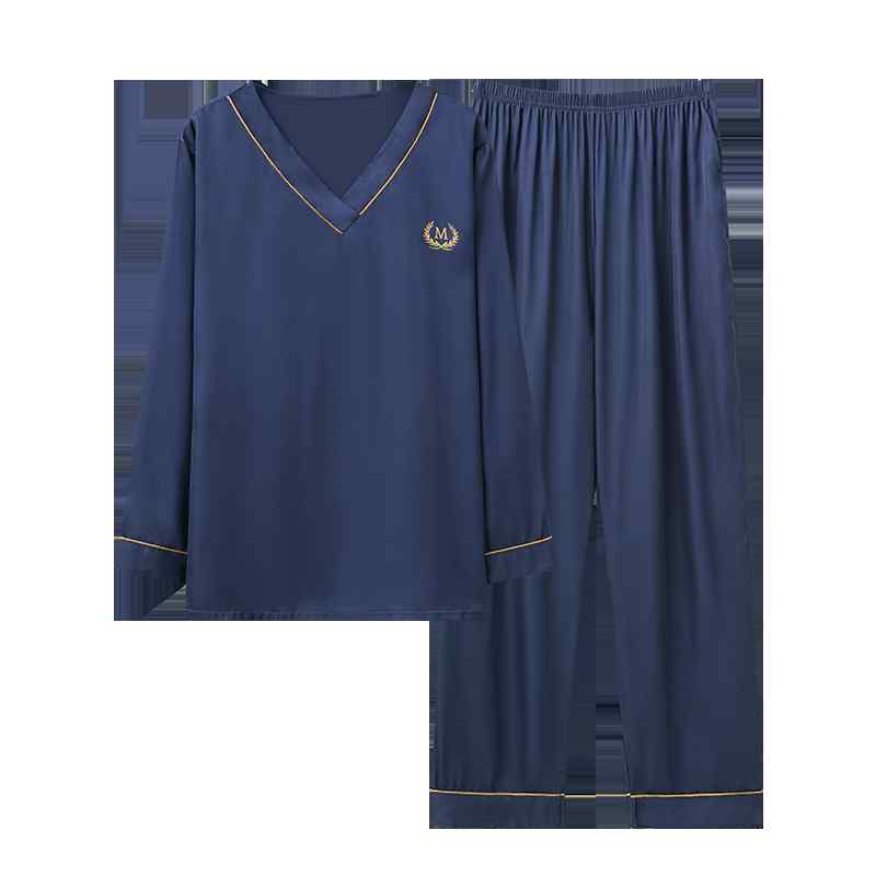 メンズ パジャマ ルームウェア 春秋 カジュアル メンズ 夏 冷感 長袖 ハイエンド ラグジュアリー vネック