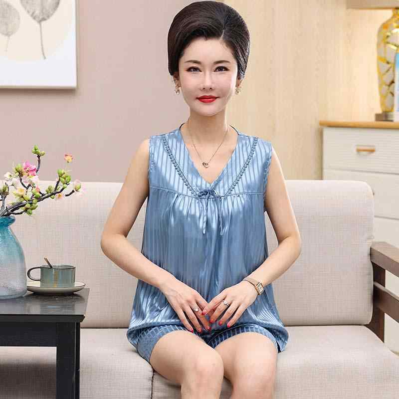 パジャマ ルームウェア レディース 夏 ノースリーブ ベスト ショーツ シルク 薄手 夏 レジャー 冷感 ホーム 服