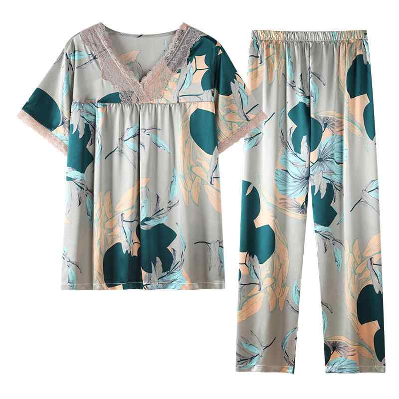 パジャマ ルームウェア レディース 夏 冷感 半袖 ズボン シルク 夏 薄手 家庭 服