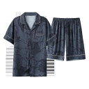 冷感 パジャマ メンズ 夏 薄手 半袖 ショーツ 大きいサイズ 快適 ラグジュアリー ルームウェア
