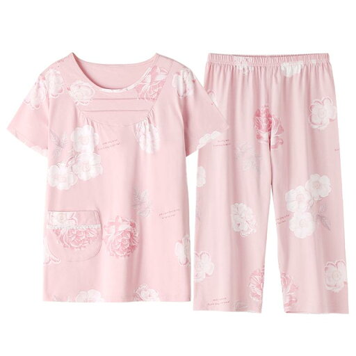 レディース 夏 パジャマセット 綿 半袖 クロップドパンツ 外出 カジュアル 大きめサイズ 家庭服 ニット生地 レディース 夏 パジャマセット 綿 半袖 クロップドパンツ 外出 カジュアル 大きめサイズ 家庭服 ニット生地