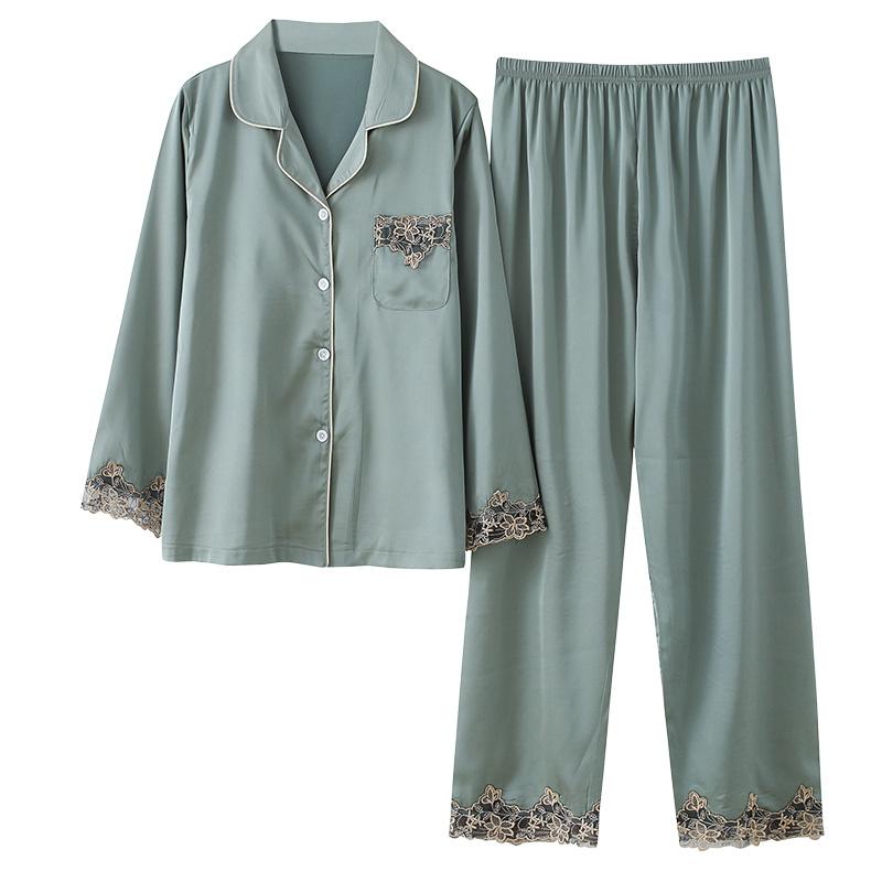 パジャマ 韓国 レディース パジャマ 春秋 長袖 冷感 ホーム服 シミュレーション 薄手 シンプル スモール