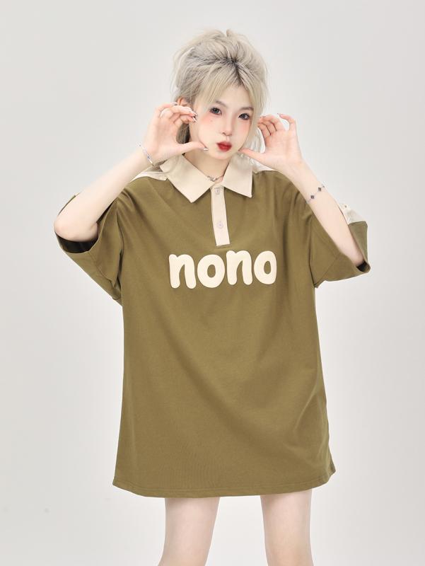 レディース レトロ プチ ポロシャツ 半袖 サマー カレッジ アボカド グリーン Tシャツ