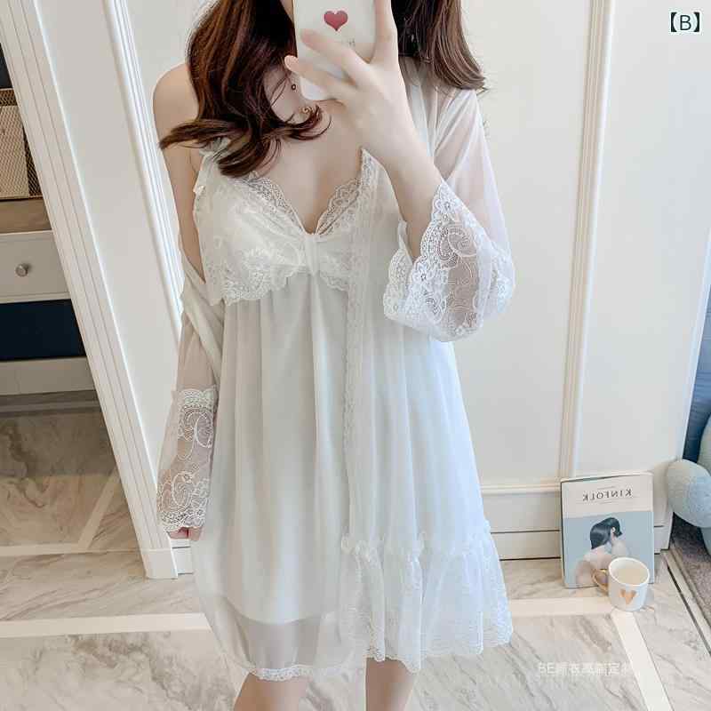 パジャマ ナイトウェア 快適 春夏 レース プリンセス風 魅惑的 コットン 綿 ナイトガウン レディース