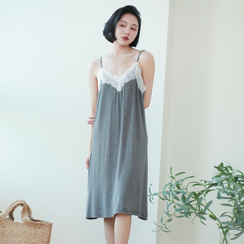 ネグリジェ パジャマ レディース ルームウエア 女性用 サマー キャミソール モーダル レース バックレス 魅惑的 ナイトガウン ハイエンド ハイエンド ドレス ホームウェア