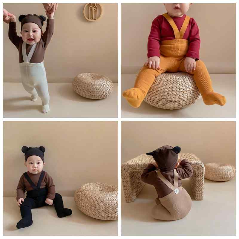 韓国 春秋 綿 ハイウエスト へそ オーバー オール ベビー ストッキング ベビー ラージ PP レギンス ユ..