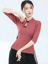 トップス レディース ダンス クラシック モダン 練習 服 女性用 大人用 バックル チャイナドレス 半袖 着痩せ 服 春