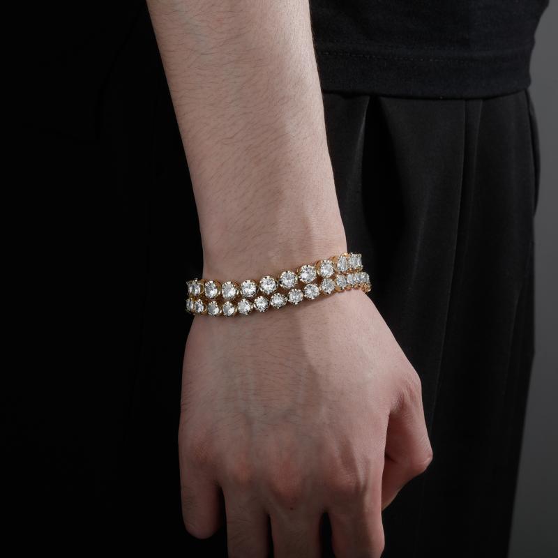 6mm 単列 フル テニス ネックレス アメリカ ユニセックス ヒップホップ スプリング バックル ブレスレット リング