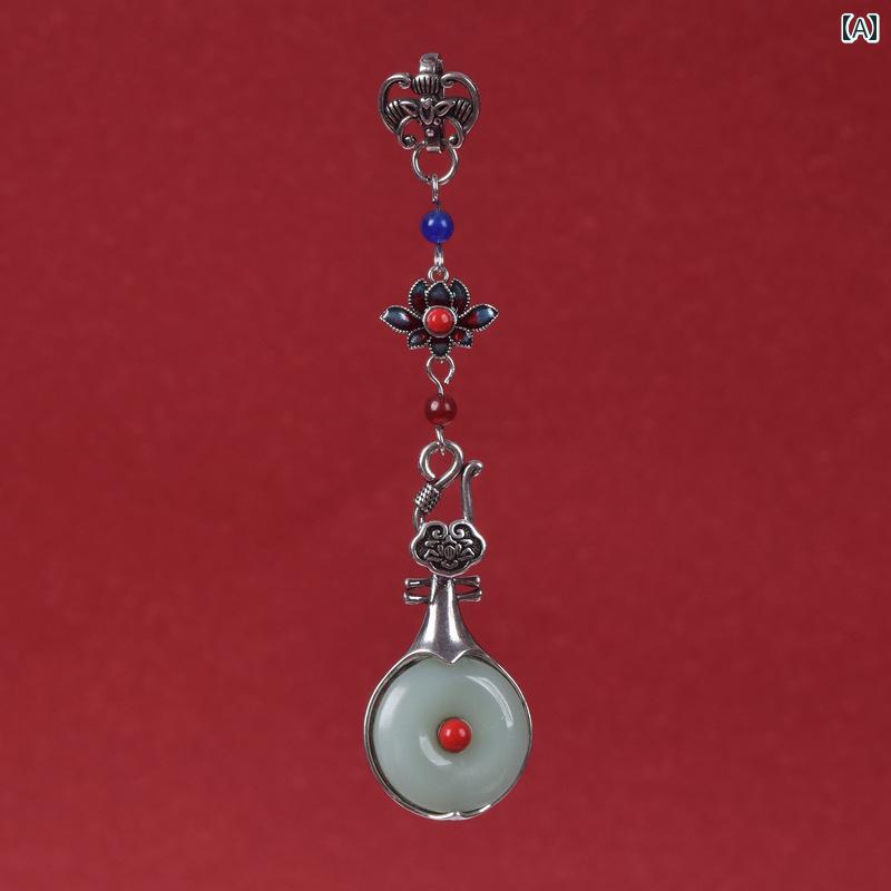 ブローチ おしゃれ 入学式 琵琶 蓮 プレス レディース レトロ シルバーメッキ フェイク 翡翠 七宝 ペン..