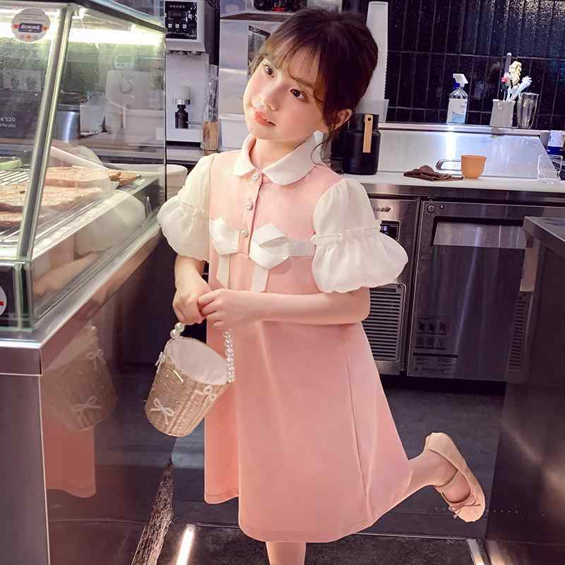キッズファッション ドレス ワンピース ロング スカート 半袖 パフスリーブ かわいい プリンセス チャイナ風 サマードレス 子供 夏